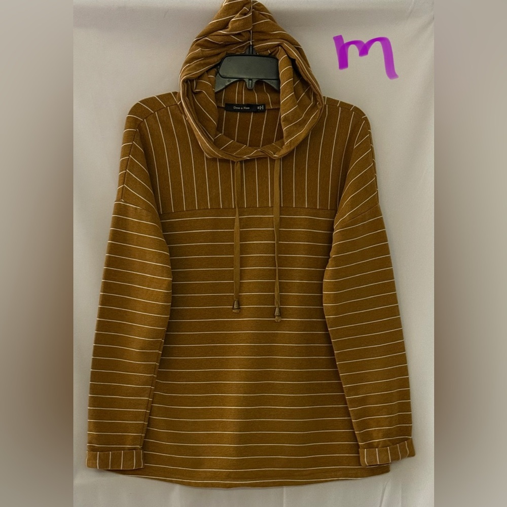 Doe & Rae Tan Turtleneck with White Stripes